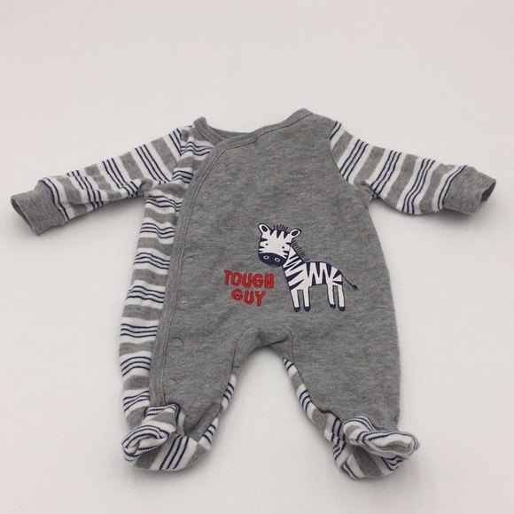 Koala Baby Preemie Infant Boys Footed Sleeper "Tough Guy" Zebra Motif Premature - Picture 1 of 7